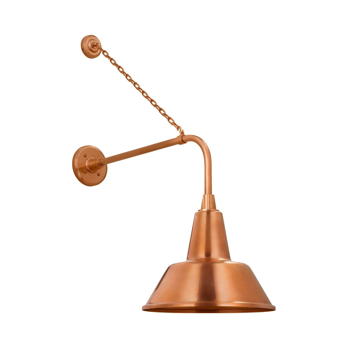 Academy Anchored Rex Barn Outdoor Wall Light in Soft Copper (12.5-Inch Soft Copper Bowers Shade).
