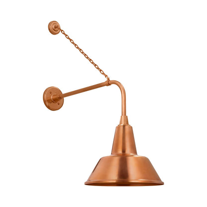 Academy Anchored Rex Barn Outdoor Wall Light in Soft Copper (12.5-Inch Soft Copper Bowers Shade).