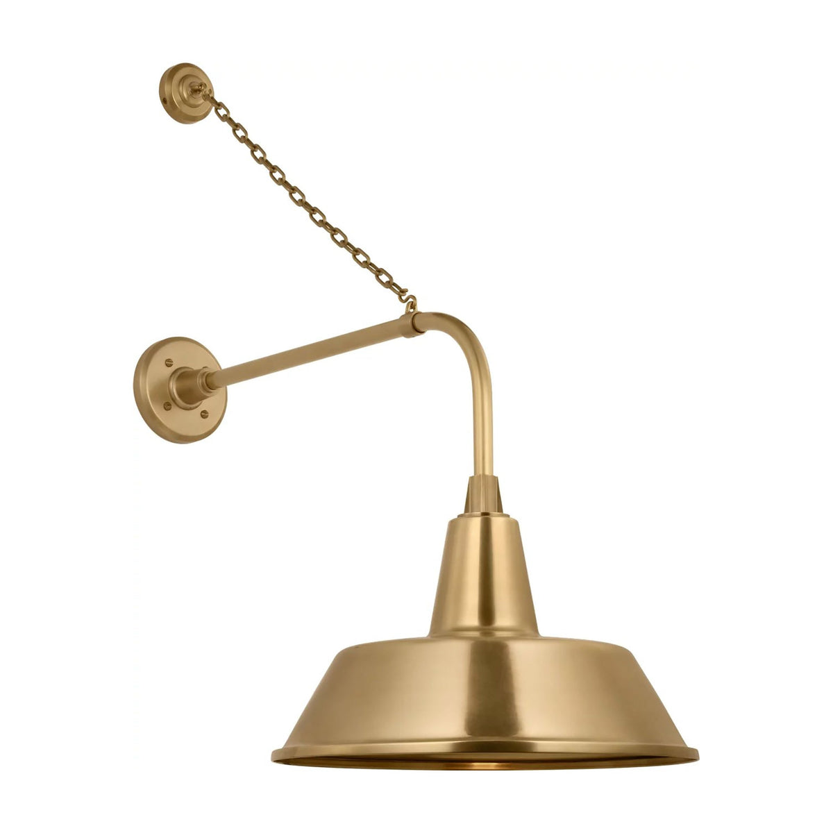 Academy Anchored Rex Barn Outdoor Wall Light in Hand-Rubbed Antique Brass (16-Inch Hand-Rubbed Antique Brass Bowers Shade).