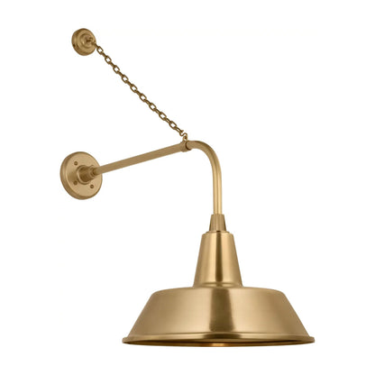 Academy Anchored Rex Barn Outdoor Wall Light in Hand-Rubbed Antique Brass (16-Inch Hand-Rubbed Antique Brass Bowers Shade).