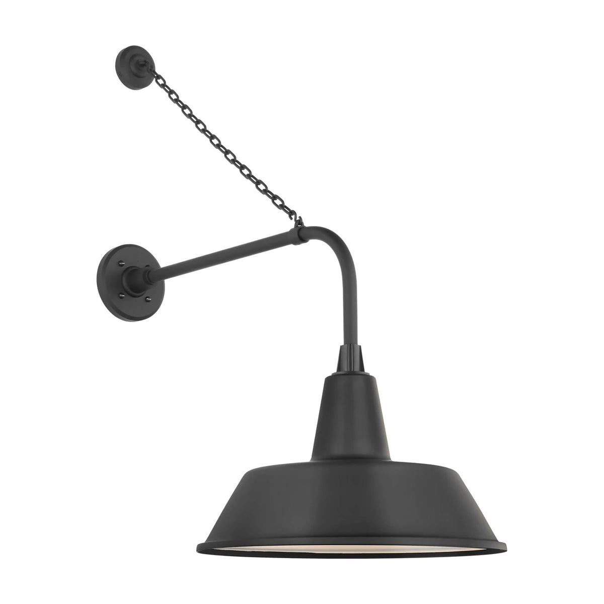 Academy Anchored Rex Barn Outdoor Wall Light in Matte Black (16-Inch Matte Black Bowers Shade).