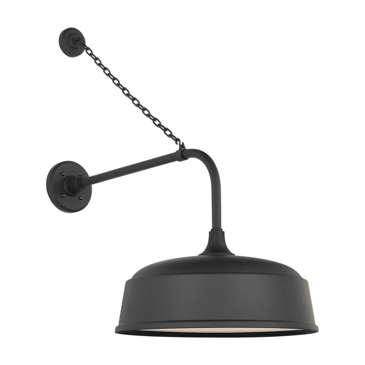 Academy Anchored Rex Barn Outdoor Wall Light in Matte Black (16-Inch Matte Black Rockhouse Shade).