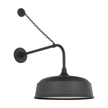 Academy Anchored Rex Barn Outdoor Wall Light in Matte Black (16-Inch Matte Black Rockhouse Shade).