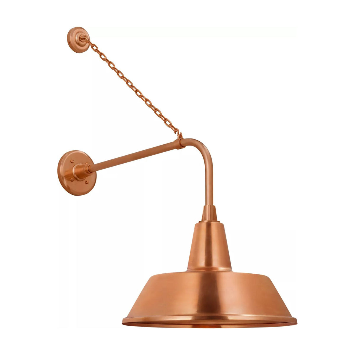 Academy Anchored Rex Barn Outdoor Wall Light in Soft Copper (16-Inch Soft Copper Bowers Shade).