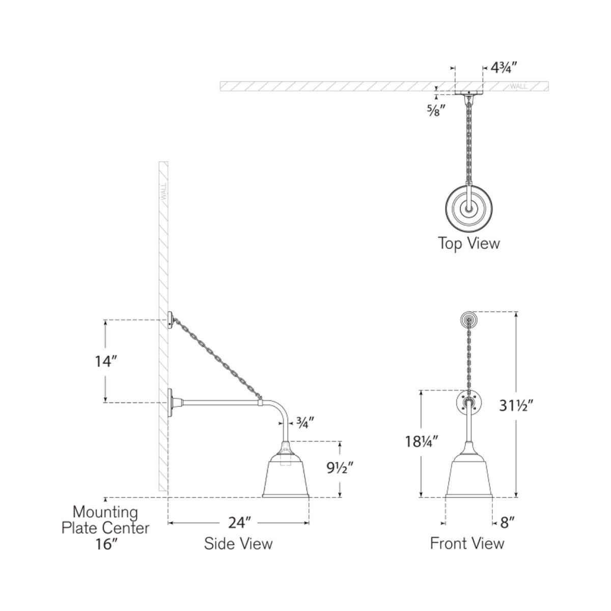 Academy Anchored Rex Barn Outdoor Wall Light - line drawing.