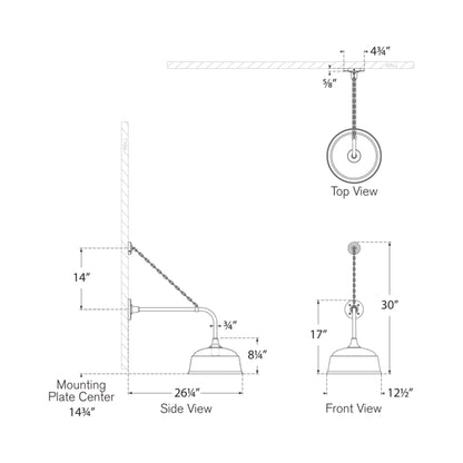 Academy Anchored Rex Barn Outdoor Wall Light - line drawing.