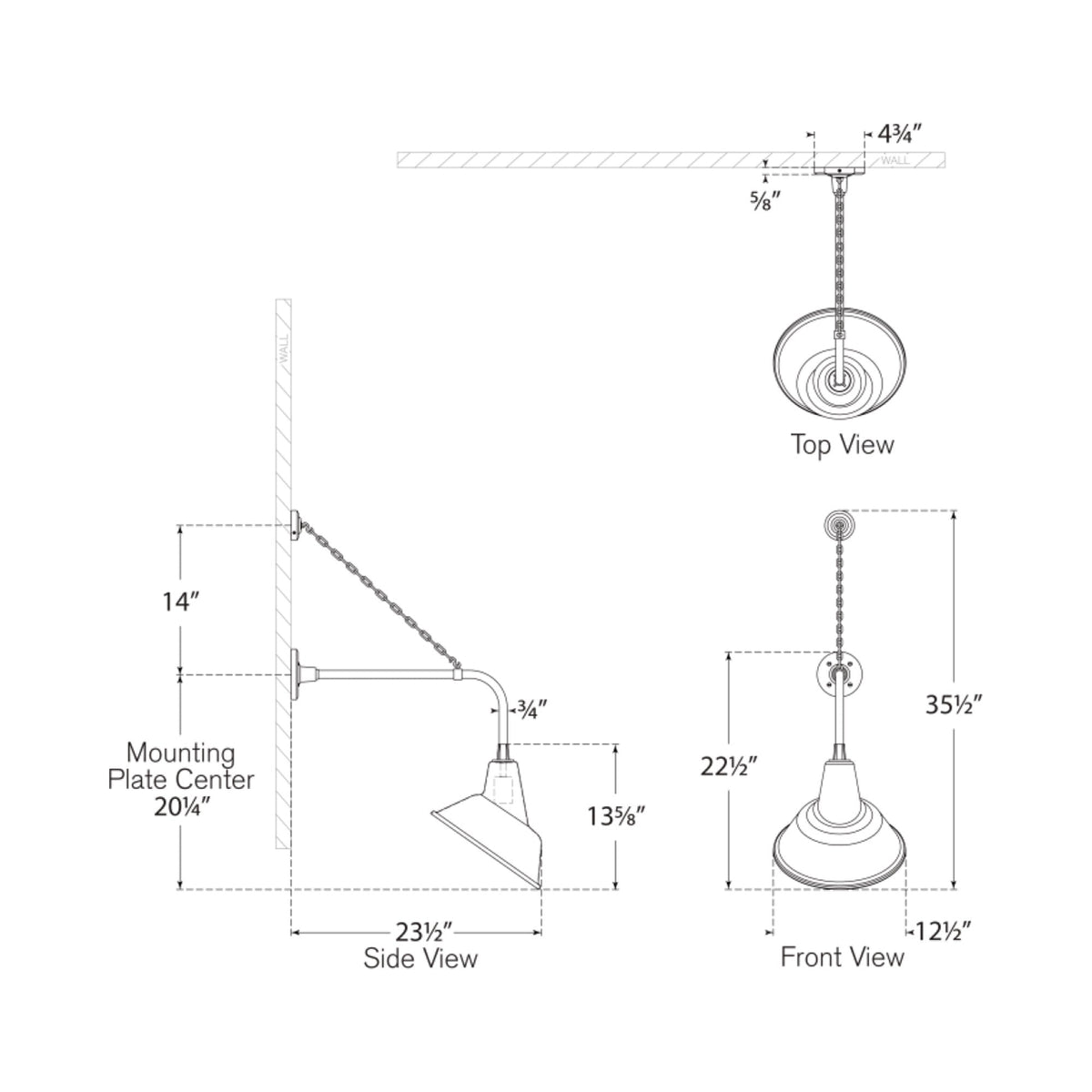 Academy Anchored Rex Barn Outdoor Wall Light - line drawing.