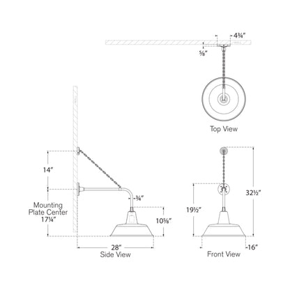 Academy Anchored Rex Barn Outdoor Wall Light - line drawing.