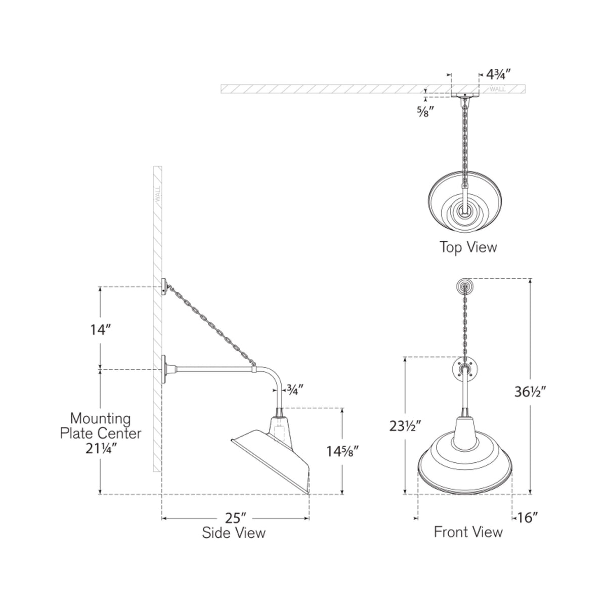 Academy Anchored Rex Barn Outdoor Wall Light - line drawing.