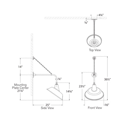 Academy Anchored Rex Barn Outdoor Wall Light - line drawing.