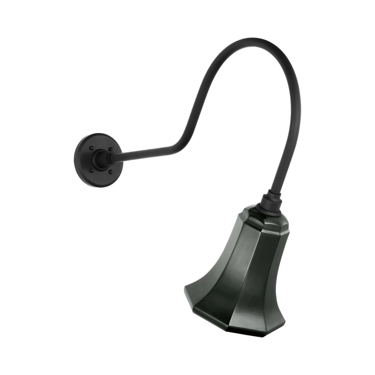 Academy Angled Flynn Barn Outdoor Wall Light in Matte Black (7.5-Inch Green Savannah Shade).