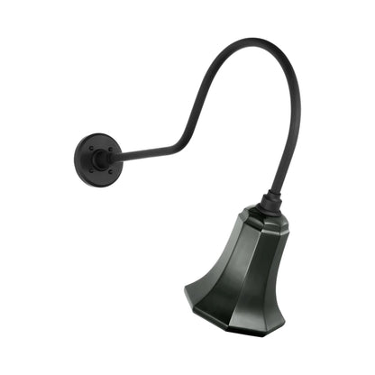 Academy Angled Flynn Barn Outdoor Wall Light in Matte Black (7.5-Inch Green Savannah Shade).
