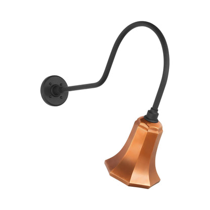 Academy Angled Flynn Barn Outdoor Wall Light in Matte Black (7.5-Inch Soft Copper Savannah Shade).