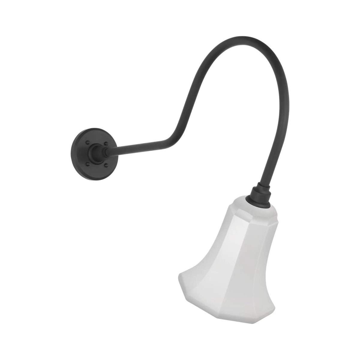 Academy Angled Flynn Barn Outdoor Wall Light in Matte Black (7.5-Inch White Savannah Shade).