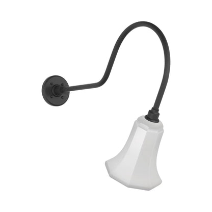 Academy Angled Flynn Barn Outdoor Wall Light in Matte Black (7.5-Inch White Savannah Shade).