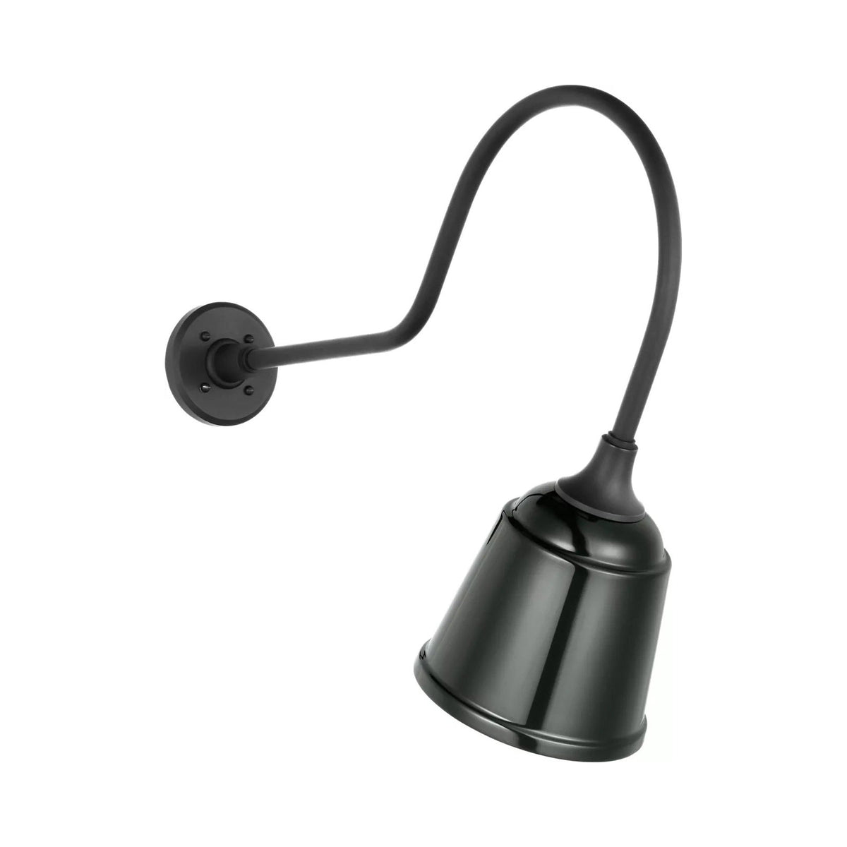 Academy Angled Flynn Barn Outdoor Wall Light in Matte Black (8-Inch Green Rockhouse Shade).