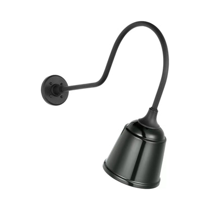 Academy Angled Flynn Barn Outdoor Wall Light in Matte Black (8-Inch Green Rockhouse Shade).