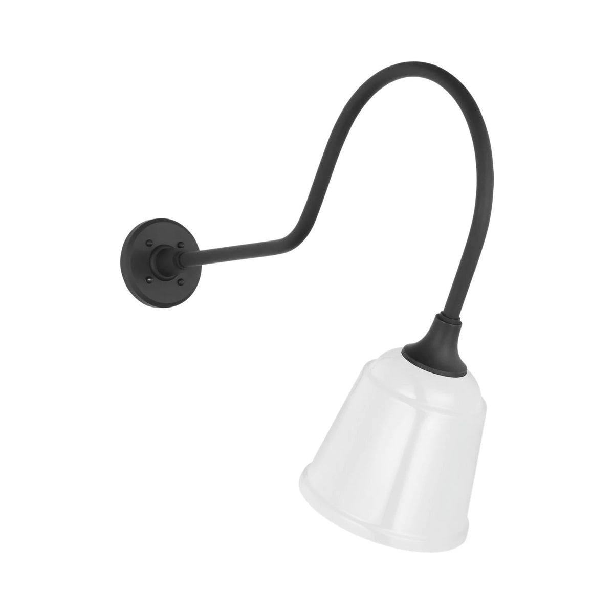 Academy Angled Flynn Barn Outdoor Wall Light in Matte Black (8-Inch White Rockhouse Shade).