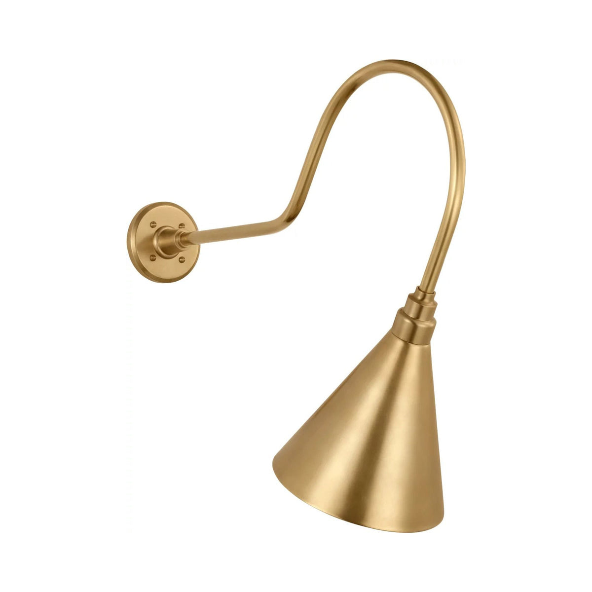 Academy Angled Flynn Barn Outdoor Wall Light in Hand-Rubbed Antique Brass (9-Inch Hand-Rubbed Antique Brass Conical Savannah Shade).