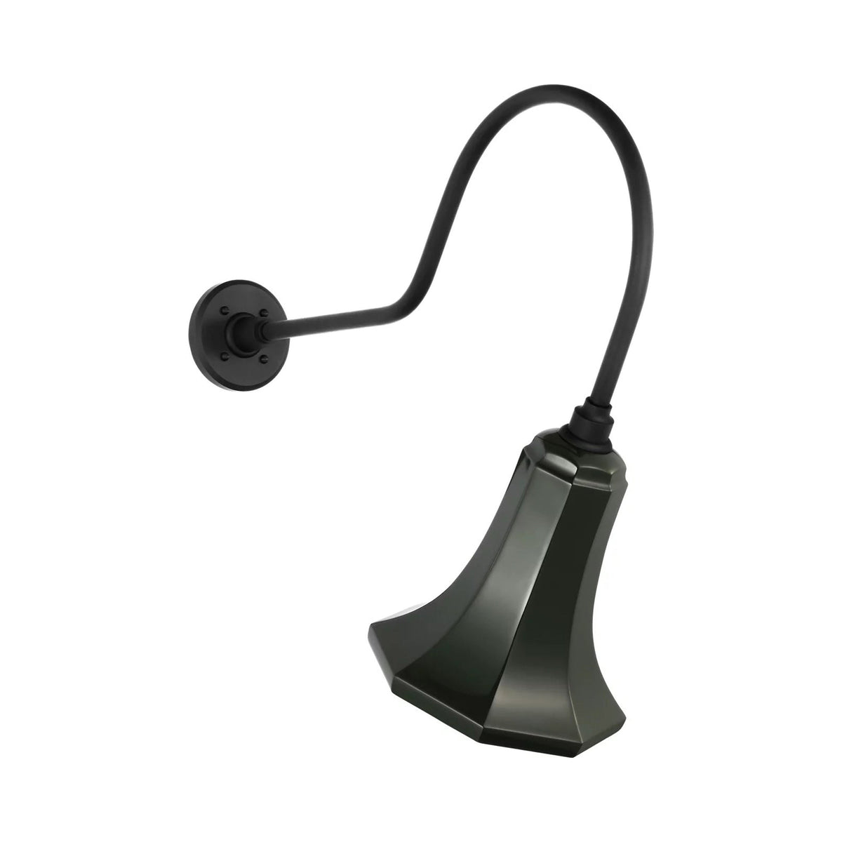 Academy Angled Flynn Barn Outdoor Wall Light in Matte Black (9.25-Inch Green Savannah Shade).