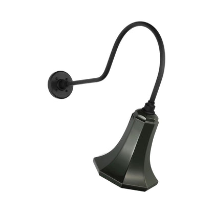 Academy Angled Flynn Barn Outdoor Wall Light in Matte Black (9.25-Inch Green Savannah Shade).