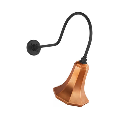 Academy Angled Flynn Barn Outdoor Wall Light in Matte Black (9.25-Inch Soft Copper Savannah Shade).