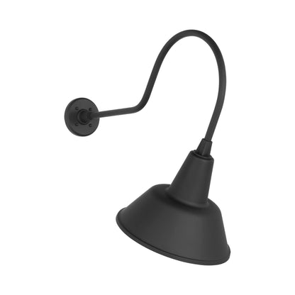 Academy Angled Flynn Barn Outdoor Wall Light in Matte Black (12.5-Inch Matte Black Bowers Shade).