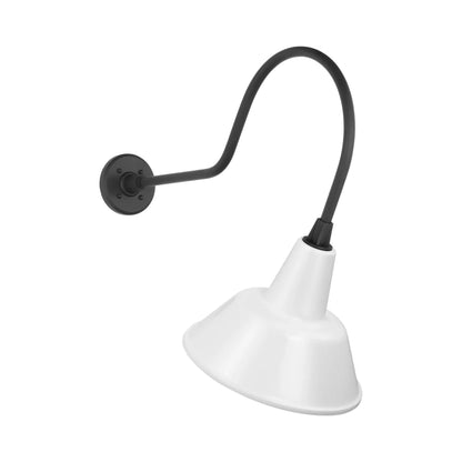 Academy Angled Flynn Barn Outdoor Wall Light in Matte Black (12.5-Inch White Bowers Shade).