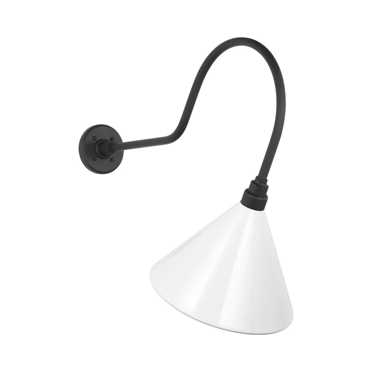 Academy Angled Flynn Barn Outdoor Wall Light in Matte Black (12.5-Inch White Conical Savannah Shade).