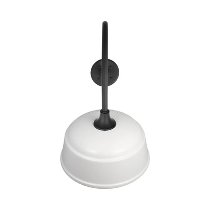 Academy Angled Flynn Barn Outdoor Wall Light in Matte Black (12.5-Inch White Rockhouse Shade).