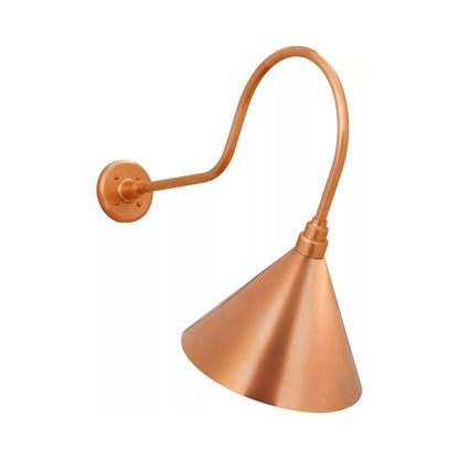 Academy Angled Flynn Barn Outdoor Wall Light in Soft Copper (12.5-Inch Soft Copper Conical Savannah Shade).