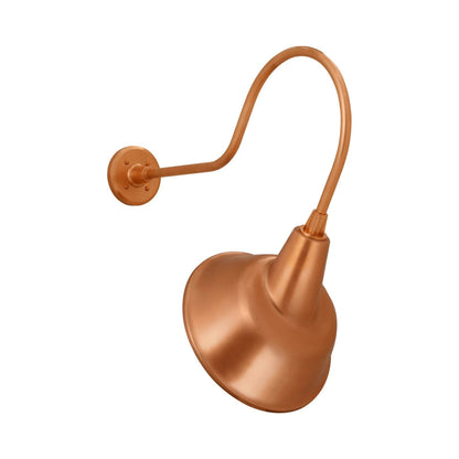 Academy Angled Flynn Barn Outdoor Wall Light in Soft Copper (12.5-Inch Soft Copper Tilted Bowers Shade).