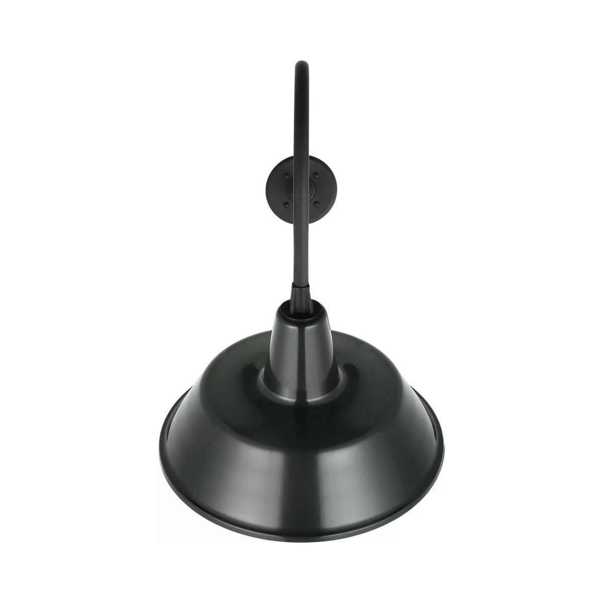 Academy Angled Flynn Barn Outdoor Wall Light in Matte Black (16-Inch Green Bowers Shade).