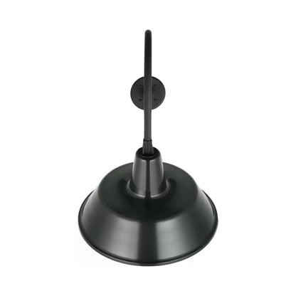 Academy Angled Flynn Barn Outdoor Wall Light in Matte Black (16-Inch Green Bowers Shade).