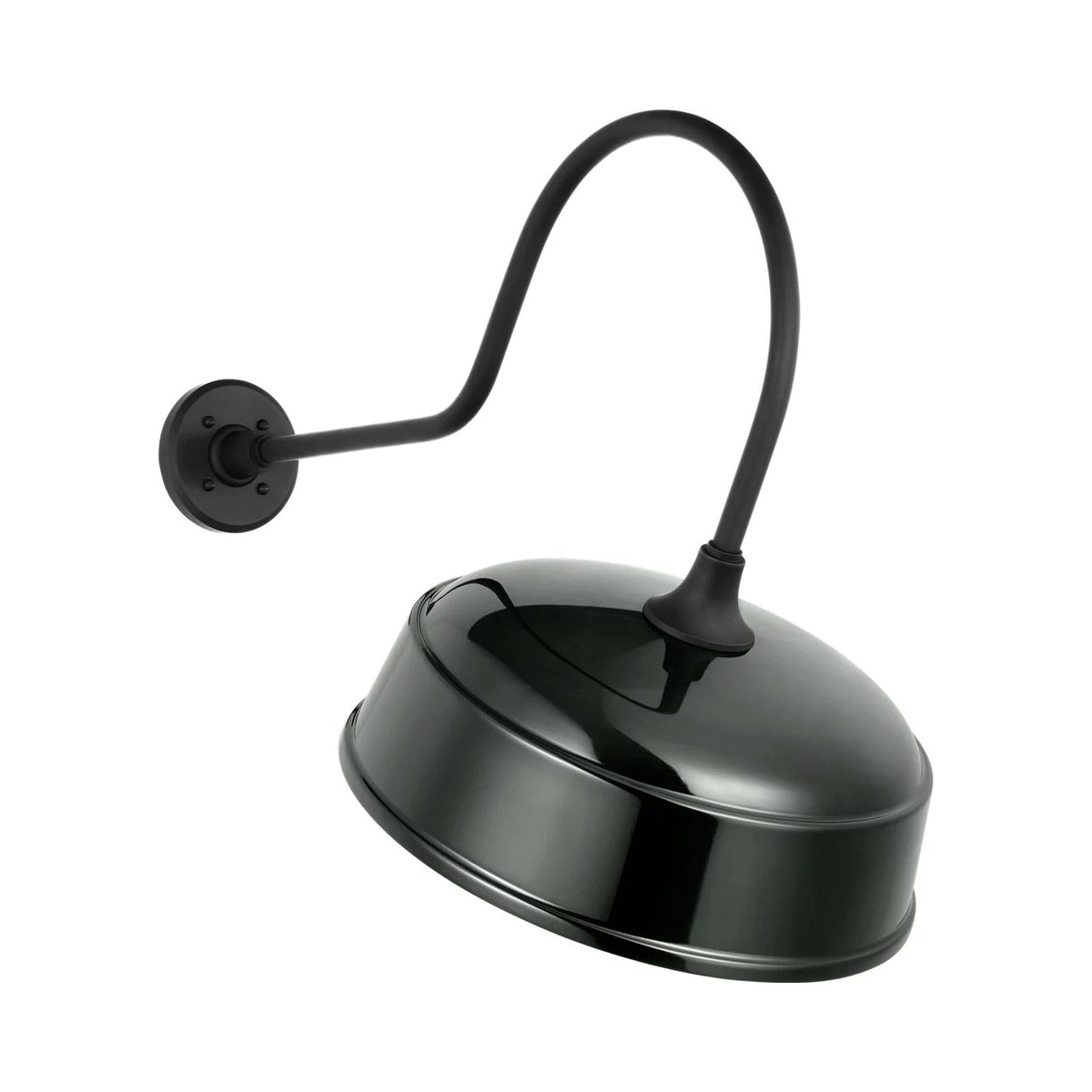 Academy Angled Flynn Barn Outdoor Wall Light in Matte Black (16-Inch Green Rockhouse Shade).