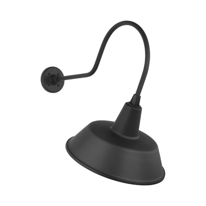 Academy Angled Flynn Barn Outdoor Wall Light in Matte Black (16-Inch Matte Black Bowers Shade).