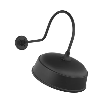 Academy Angled Flynn Barn Outdoor Wall Light in Matte Black (16-Inch Matte Black Rockhouse Shade).