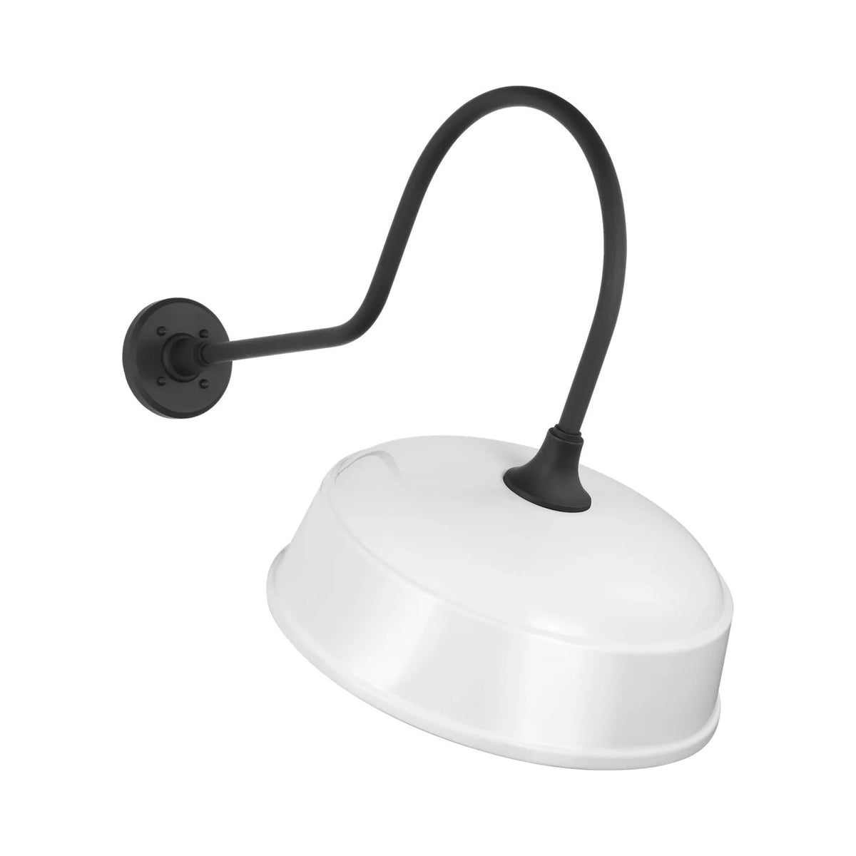 Academy Angled Flynn Barn Outdoor Wall Light in Matte Black (16-Inch White Rockhouse Shade).