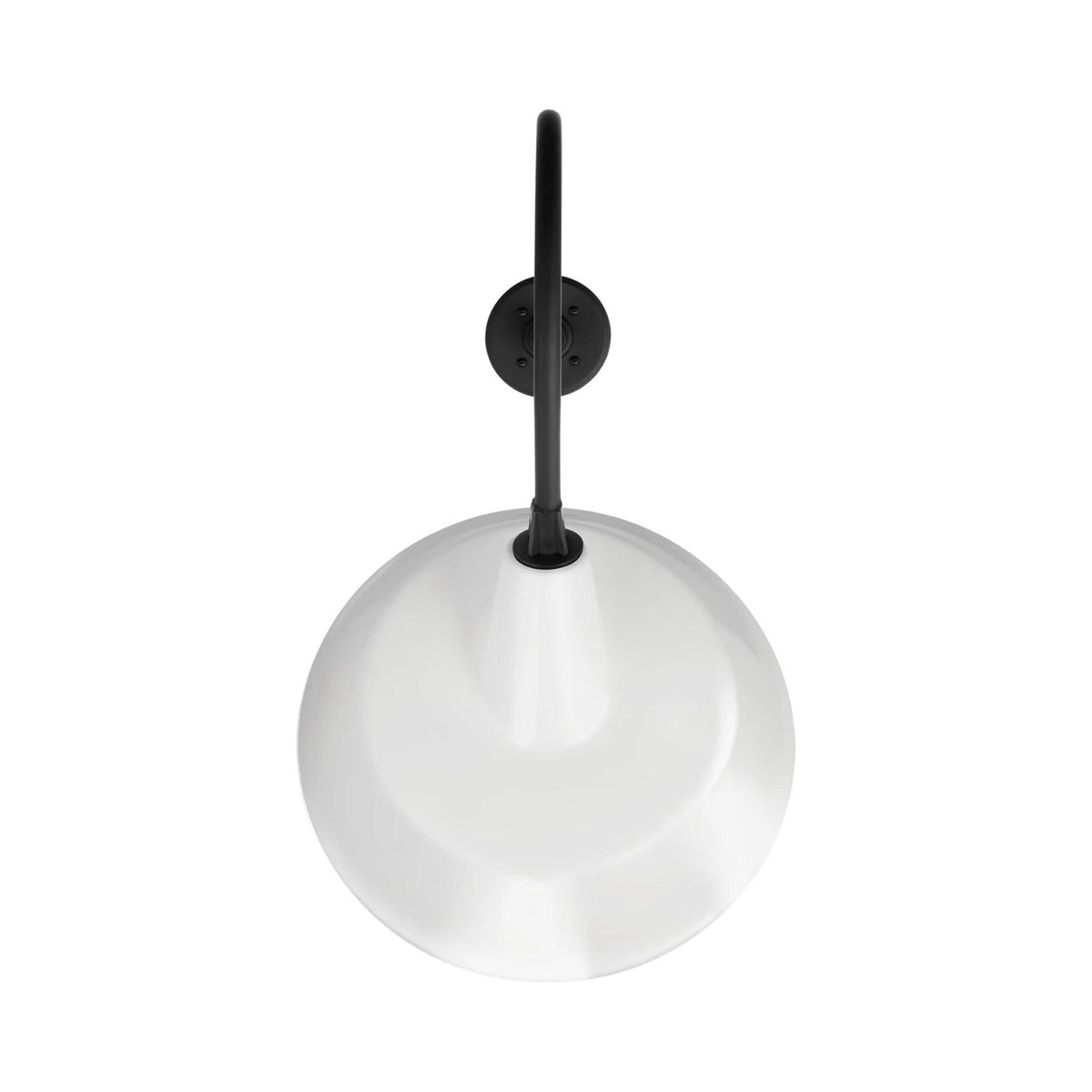 Academy Angled Flynn Barn Outdoor Wall Light in Matte Black (16-Inch White Tilted Bowers Shade).
