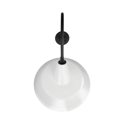 Academy Angled Flynn Barn Outdoor Wall Light in Matte Black (16-Inch White Tilted Bowers Shade).
