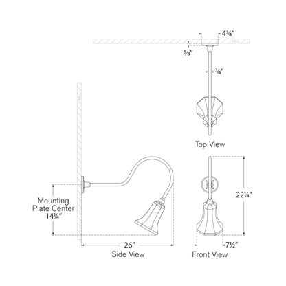 Academy Angled Flynn Barn Outdoor Wall Light - line drawing.