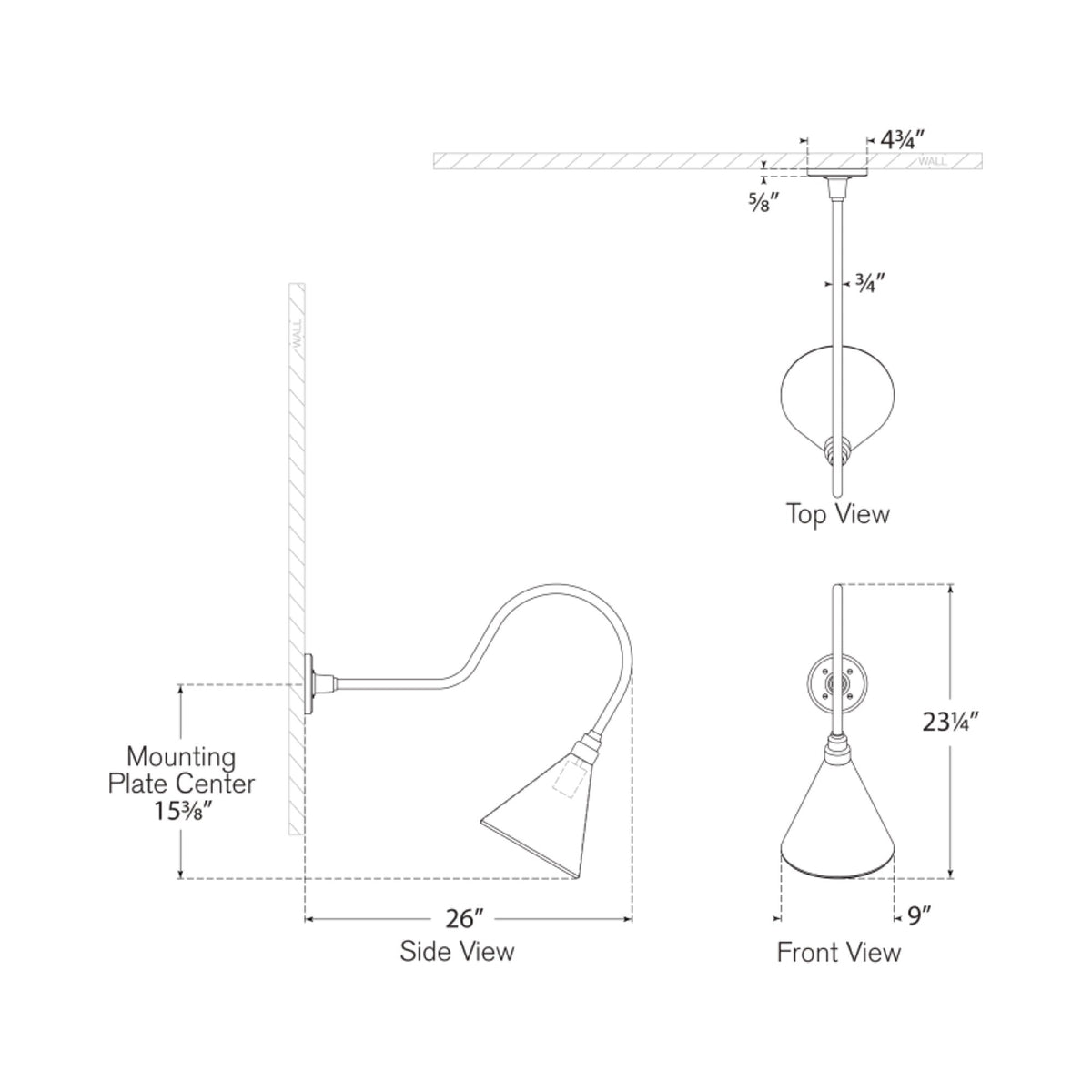 Academy Angled Flynn Barn Outdoor Wall Light - line drawing.