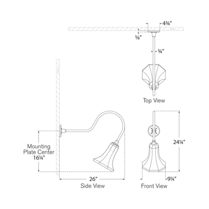 Academy Angled Flynn Barn Outdoor Wall Light - line drawing.