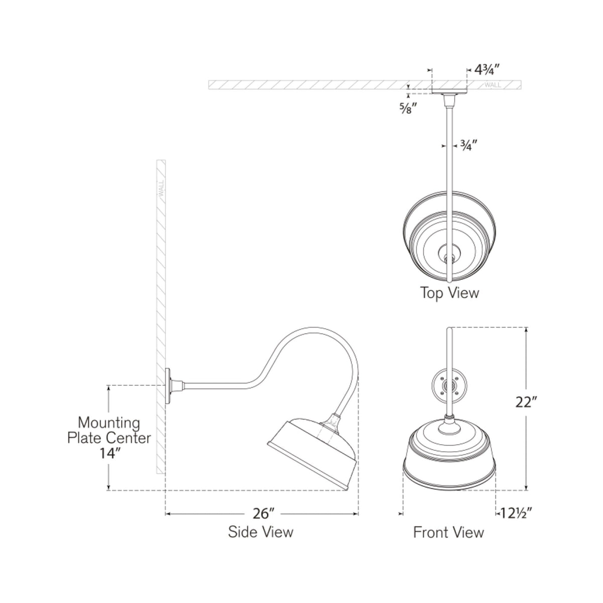 Academy Angled Flynn Barn Outdoor Wall Light - line drawing.