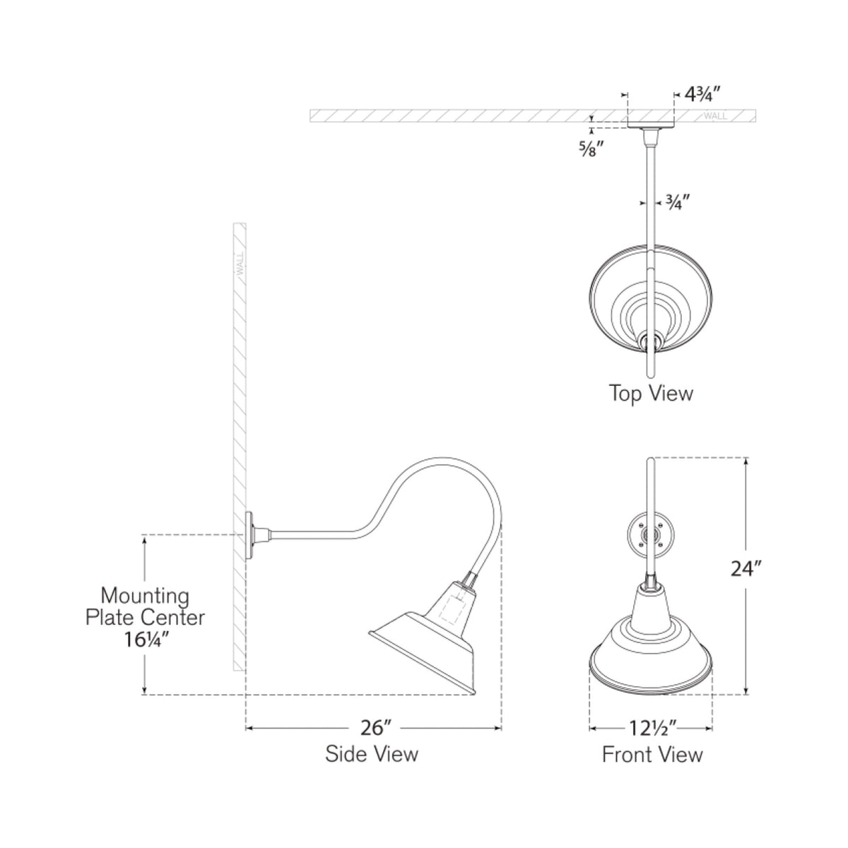Academy Angled Flynn Barn Outdoor Wall Light - line drawing.