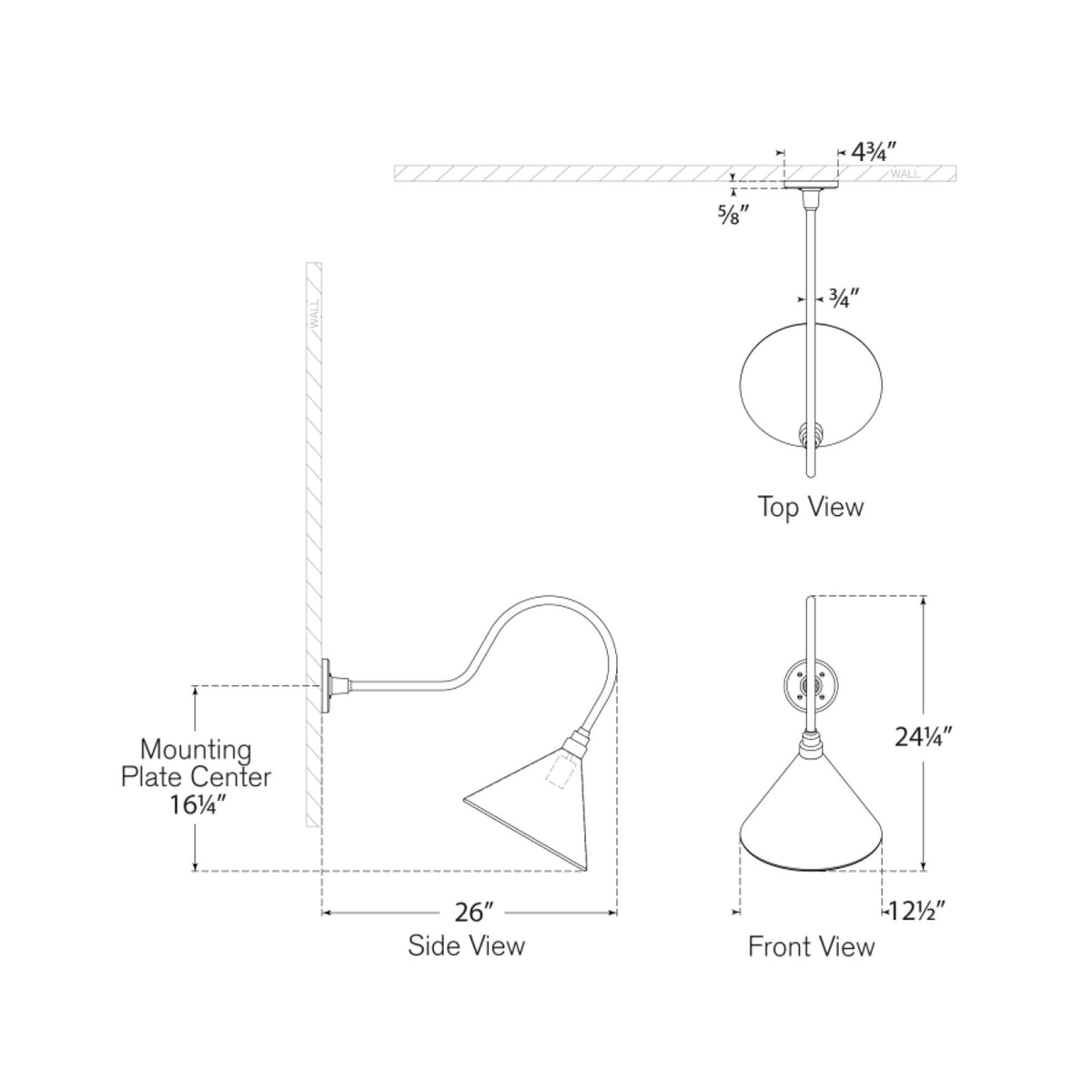 Academy Angled Flynn Barn Outdoor Wall Light - line drawing.