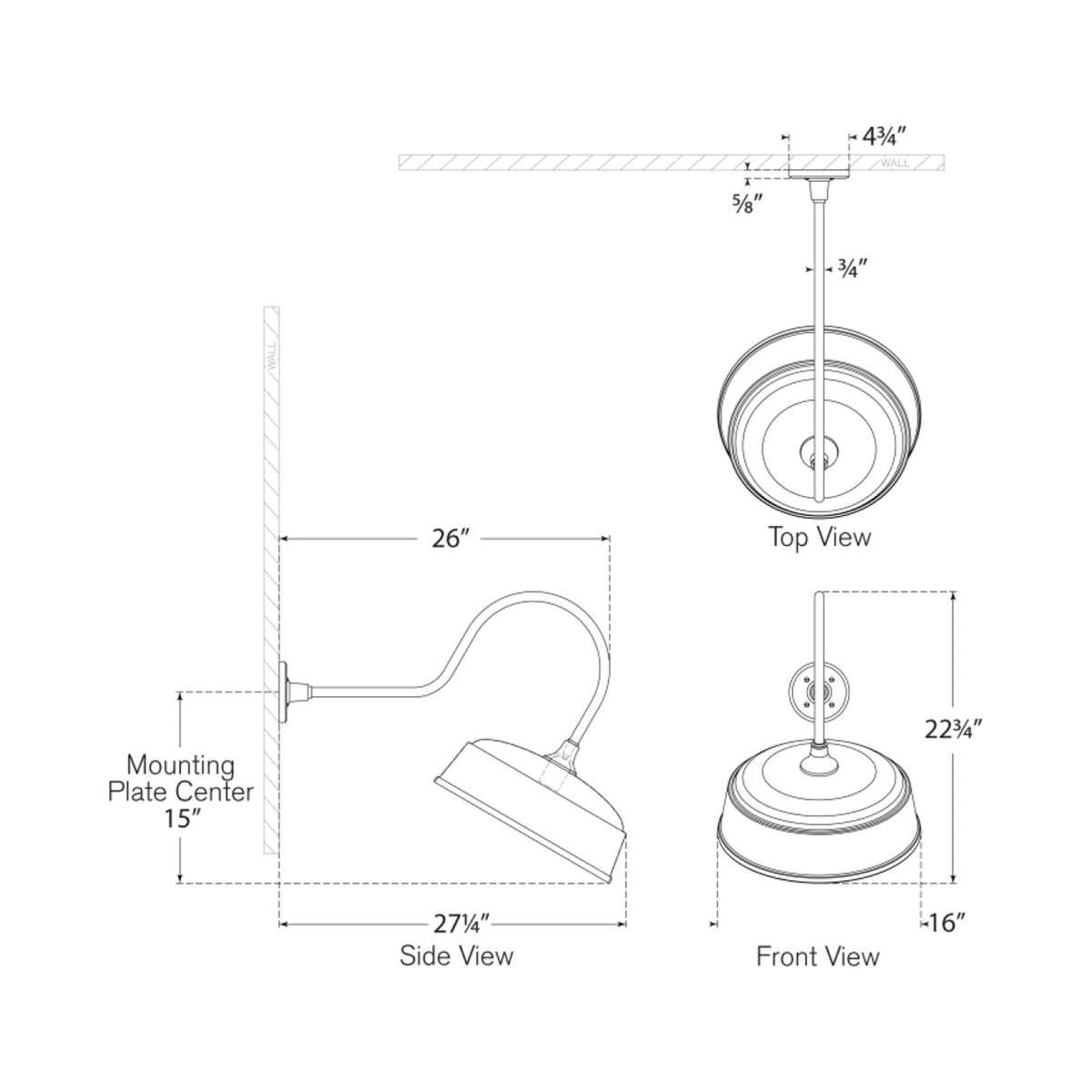 Academy Angled Flynn Barn Outdoor Wall Light - line drawing.
