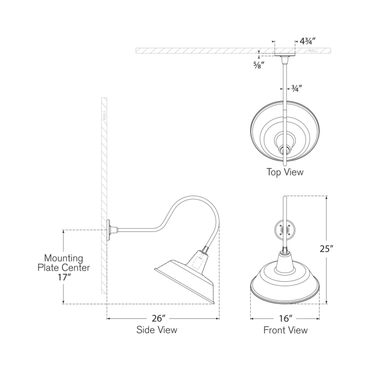 Academy Angled Flynn Barn Outdoor Wall Light - line drawing.