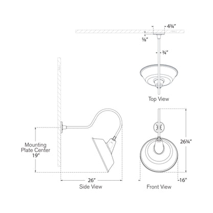 Academy Angled Flynn Barn Outdoor Wall Light - line drawing.