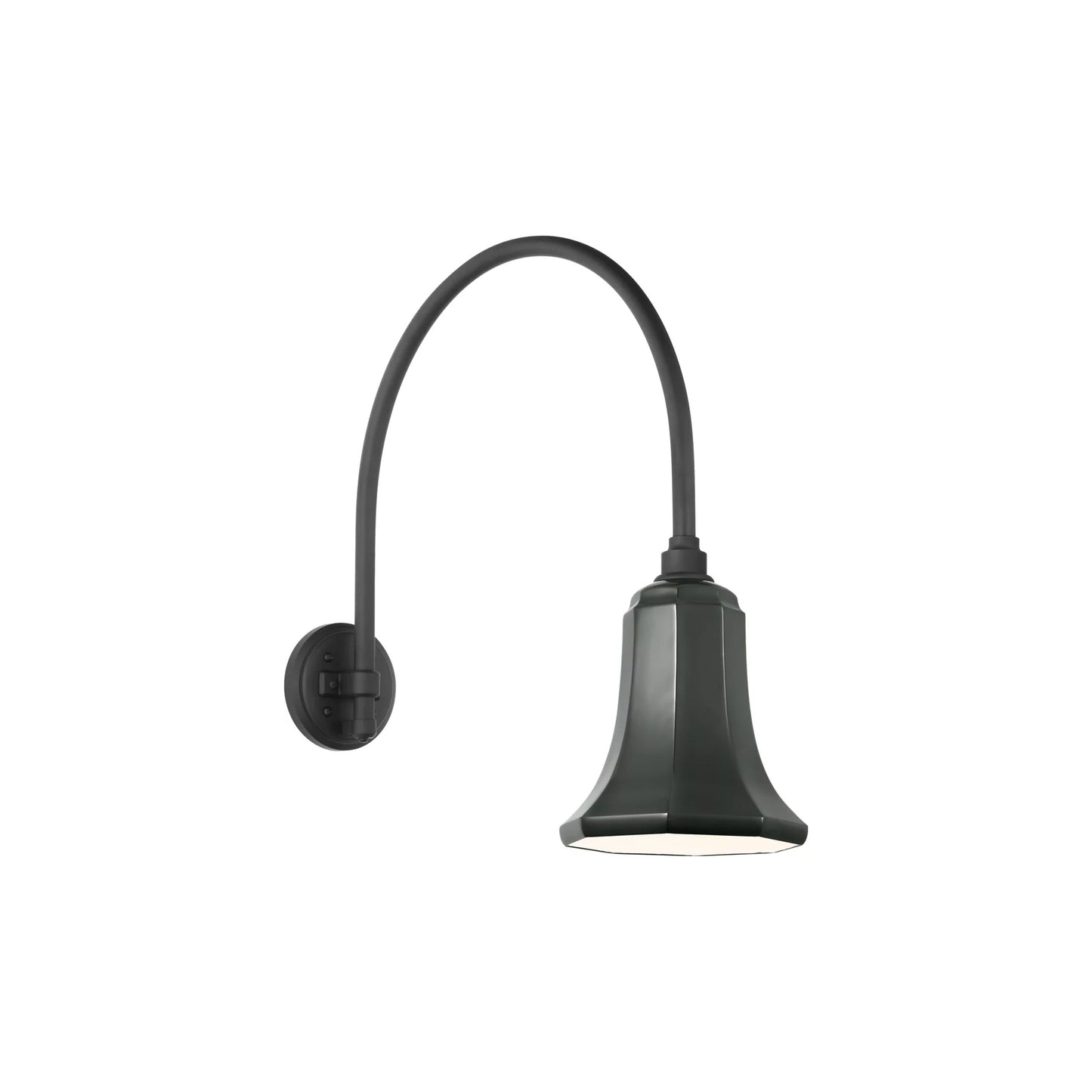 Academy Arched Mack Barn Outdoor Wall Light in Matte Black (7.5-Inch Green Savannah Shade).